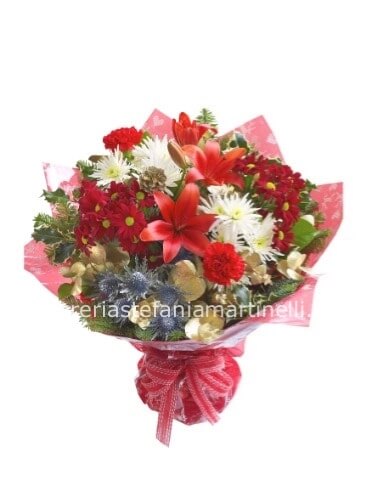 bouquet fiori per lutto con nastro