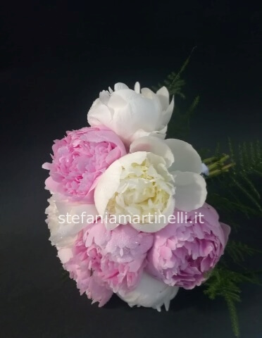 Bouquet peonie bianche e rosa