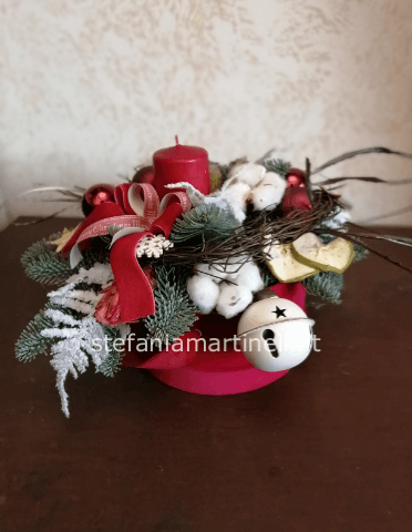 Centrotavola con candela natalizio in box di velluto