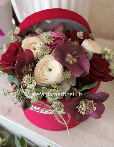 Flower box velluto misura small ( diametro box 18 cm)