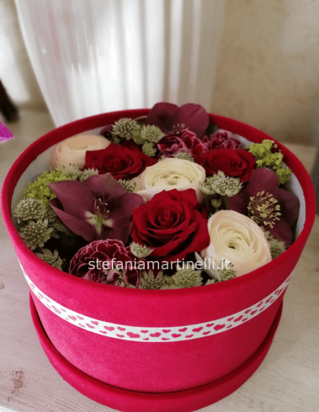 Flower box  in velluto misura small (diametro box 18 cm)